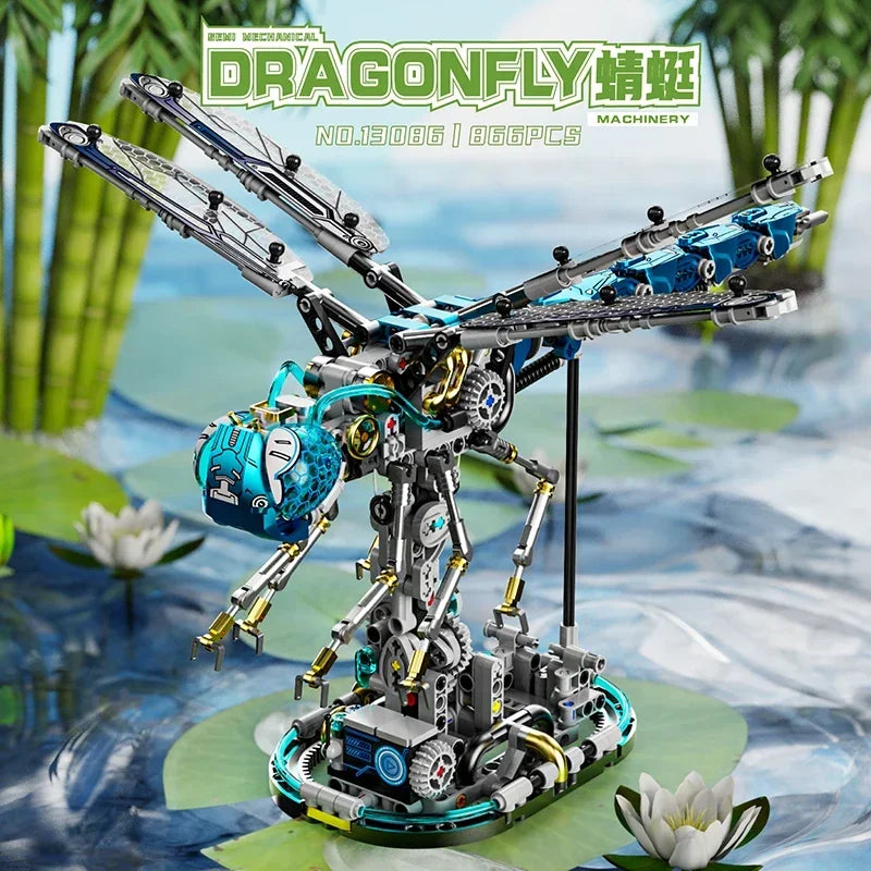 866+Pcs Mechanical Dragonfly Building Blocks Kit Animal World Model Set Bricks Kids STEM Toys Children'S Gifts