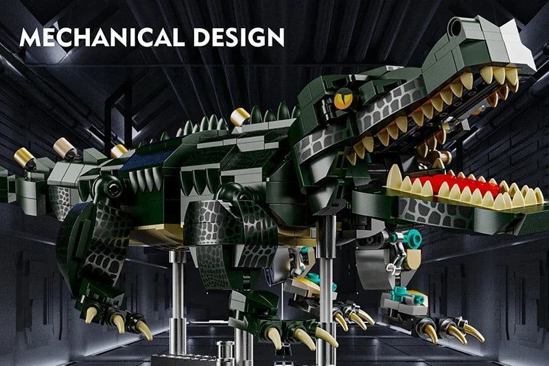 Creative Mechanical Crocodile Sea Animal Amphibians Life Set Light Building Blocks Bricks Model Assembly Toy Kid Christmas Gifts
