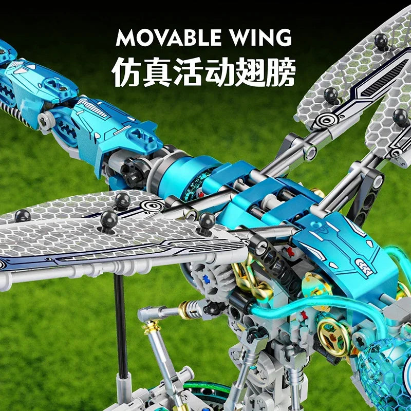 866+Pcs Mechanical Dragonfly Building Blocks Kit Animal World Model Set Bricks Kids STEM Toys Children'S Gifts