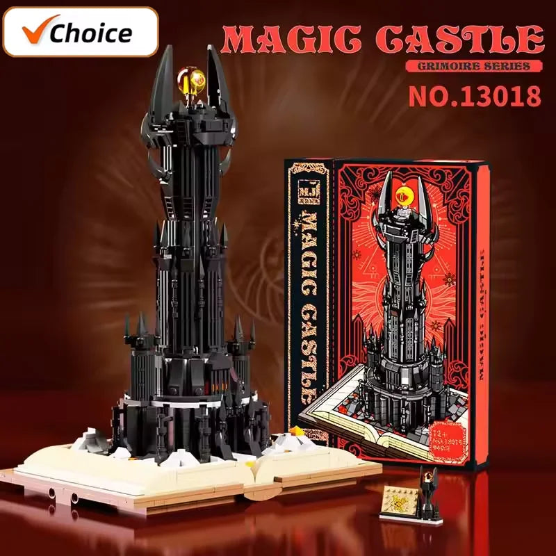 969PCS Black Tower Magic Book Building Blocks Book Expert Creative Ideas Bricks Dark Tower with Lights Decor Toys for Kids Gifts