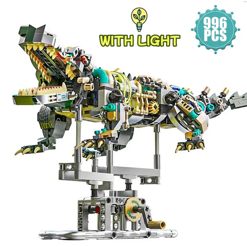Creative Mechanical Crocodile Sea Animal Amphibians Life Set Light Building Blocks Bricks Model Assembly Toy Kid Christmas Gifts