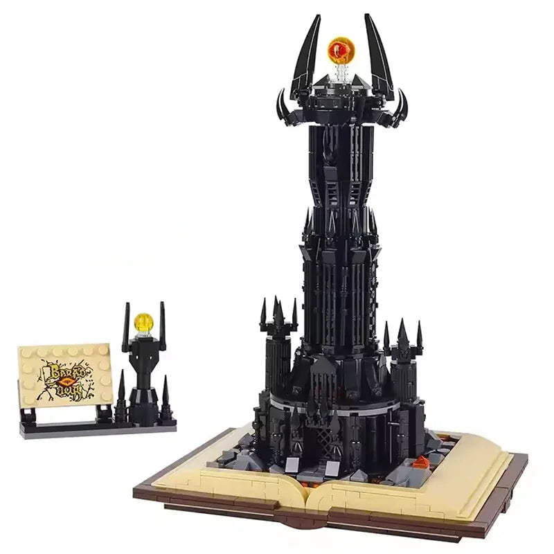 969PCS Black Tower Magic Book Building Blocks Book Expert Creative Ideas Bricks Dark Tower with Lights Decor Toys for Kids Gifts