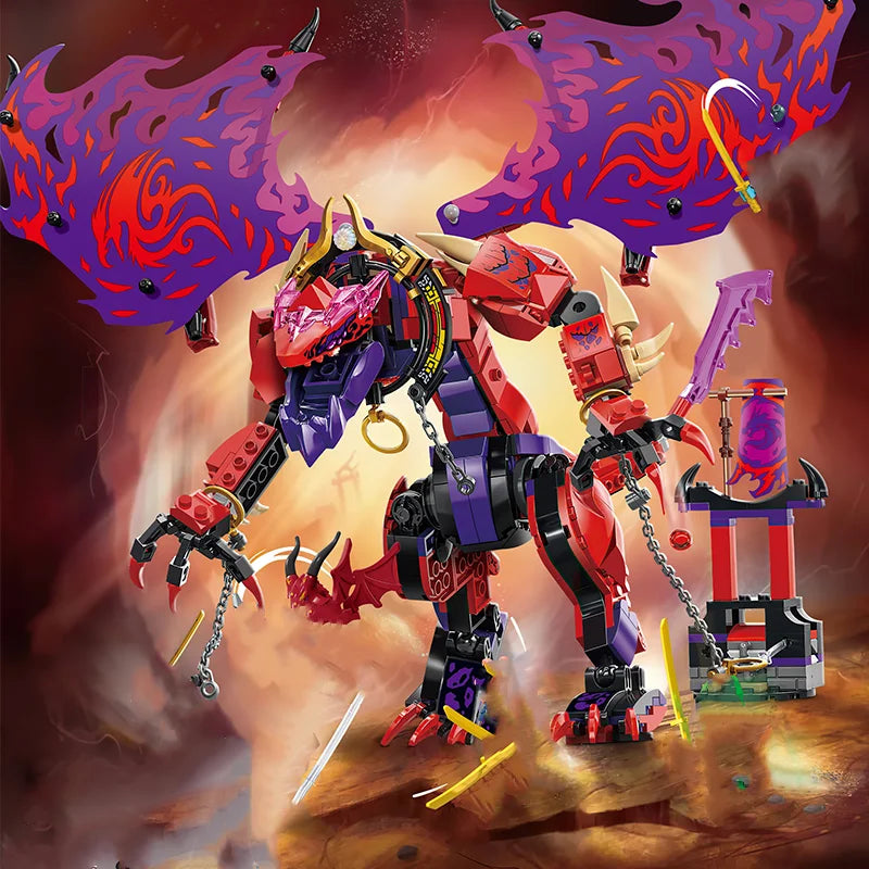 Compatible MOC Sets Ninja Series Building Blocks Thunderfang Dragon of Chaos Dragon Mecha Children'S Toys Assembling Gift