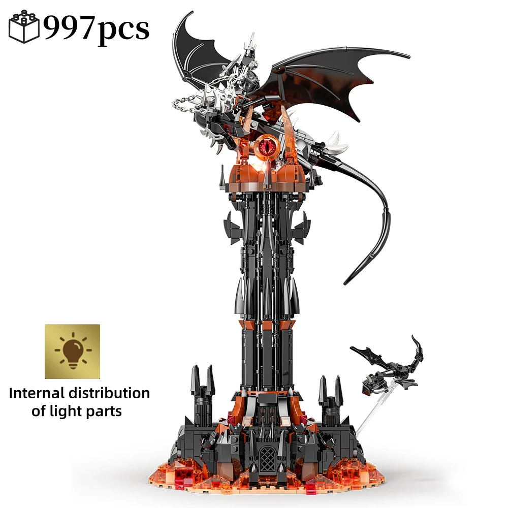 Moc-Lord Movie Rings Model the Fell Beast Magic Tower Building Blocks Fortress Castle Creative Assemble Bricks Toys Gift for Ki