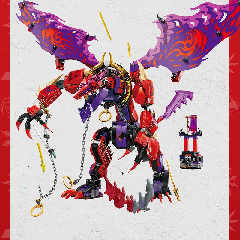 Compatible MOC Sets Ninja Series Building Blocks Thunderfang Dragon of Chaos Dragon Mecha Children'S Toys Assembling Gift