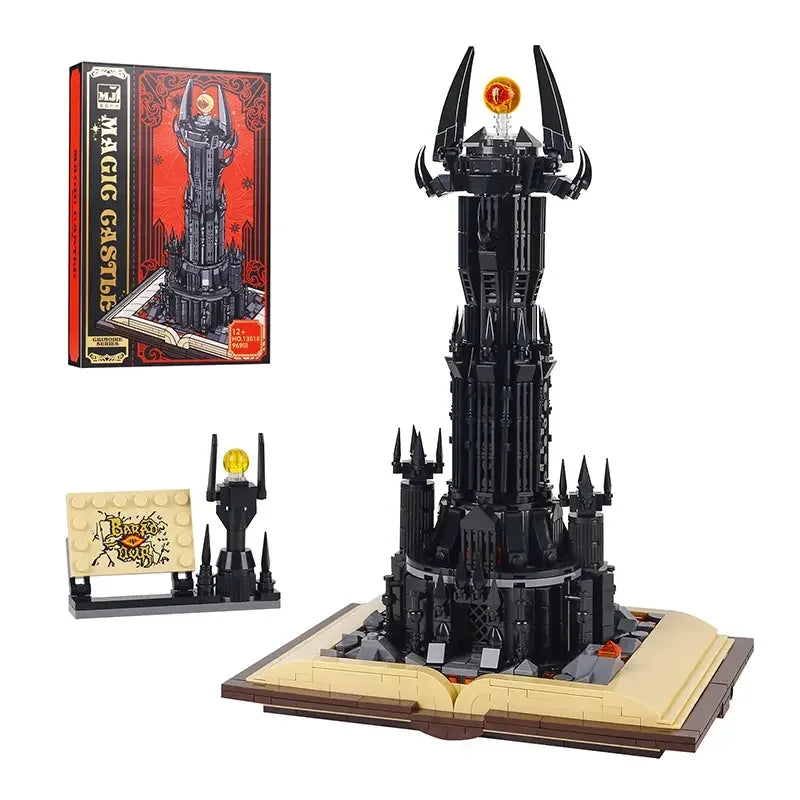 969PCS Black Tower Magic Book Building Blocks Book Expert Creative Ideas Bricks Dark Tower with Lights Decor Toys for Kids Gifts