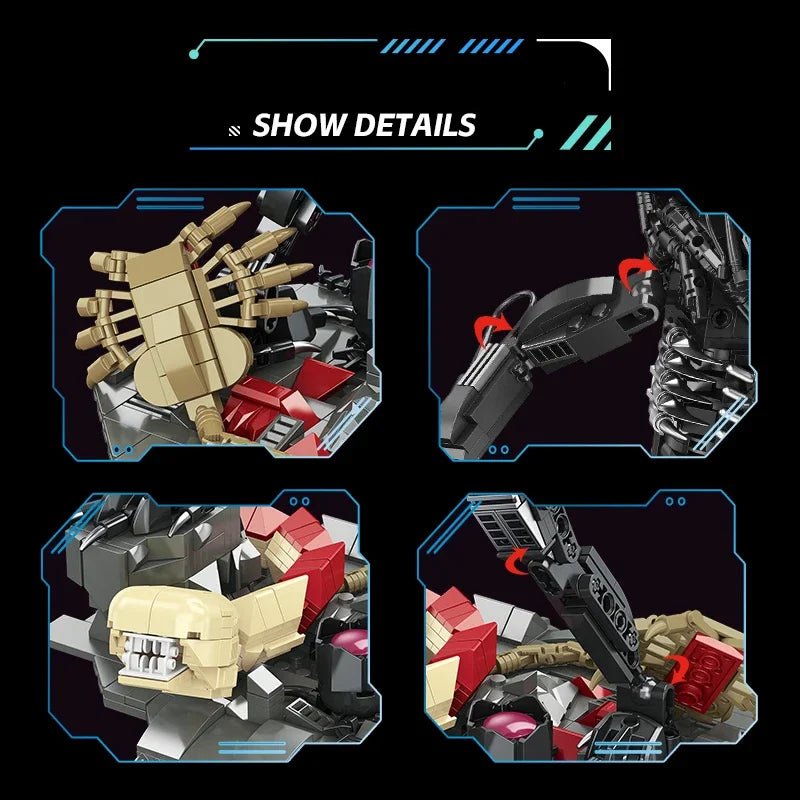 882PCS Alien Monster Building Blocks Classic Movie Robot Assemble Model Bricks Desktop Display Educational Toys Gifts for Kids