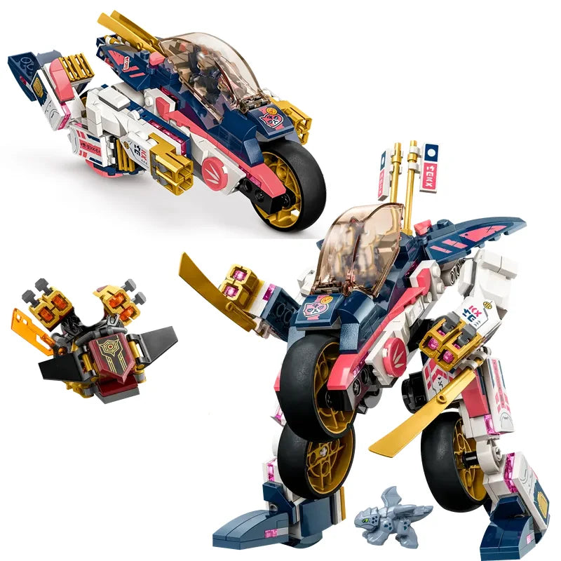 Compatible Bricks Sets Ninja Series Building Blocks Sora'S Transforming Mech Bike Racer Boy Birthday Gift Assembling Toys Kids